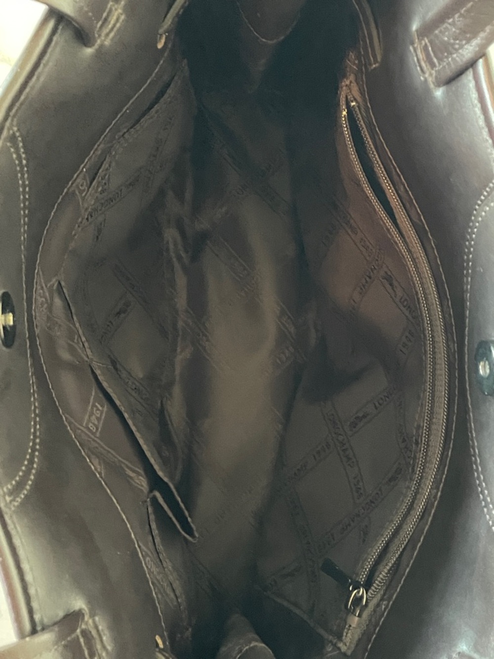 LONGCHAMP Galatee Chocolate Brown Leather Shoulder Bag - Picture 7 of 16